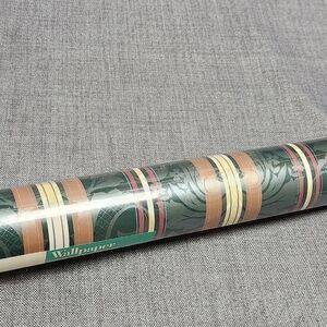 Village Decorative Vinyl 56 Square Foot Dark Green Floral Wallpaper